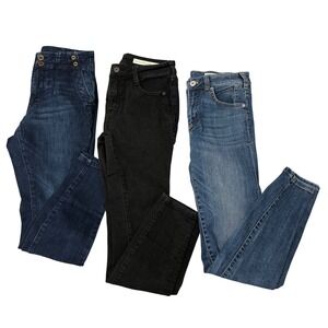 Pilcro and the Letterpress Skinny Jeans Lot Womens 26 2 Blue Black High Rise 3pk